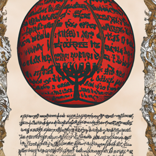 An illustration of an ancient Ketubah showcasing traditional themes and Hebrew script